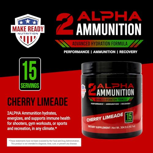 MAKE READY NUTRITION 2ALPHA Ammunition Cherry Limeade - Hydration, Energy Drink, and Immune Support with Vitamin C, Calciu...