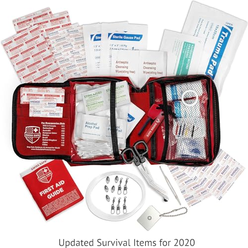 Swiss Safe 2-in-1 First Aid Kit for Car, Travel & Home, Businesses - Bonus Mini Kit for Medical Emergency Aid, Survival, C...