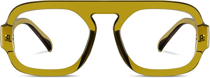 YMRFW Aviator Blue Light Blocking Glasses for Women Men Square Flat Top Computer TV Eyeglasses Anti Eyestrain