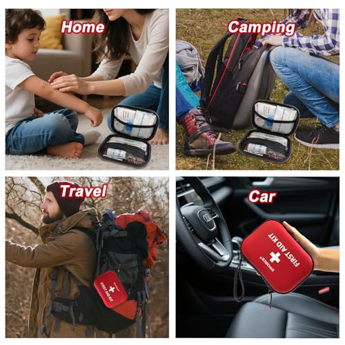 DWCHECK 160 Piece Mini First Aid Kit, Compact Waterproof Hard Shell Small Emergency Medical Kit for Travel, Car, Home, Off...