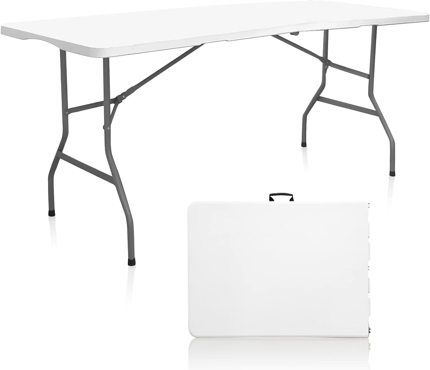 Plastic Folding Table, 6 FT Folding Table, Plastic Portable Tables for Dining Parties Card Picnic Camping, Granite White