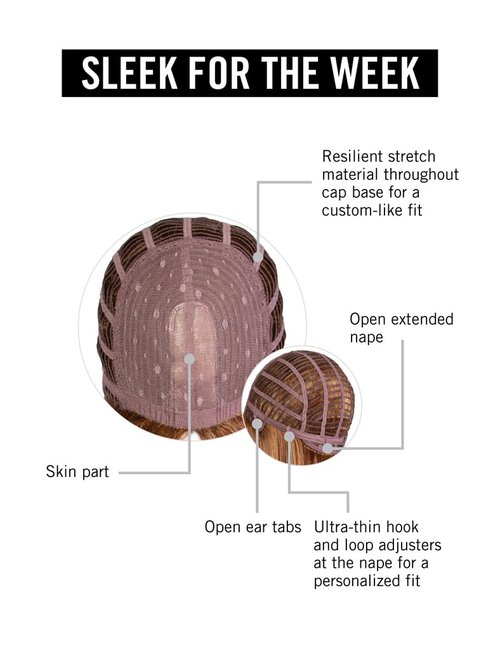 Hairuwear Hairdo Sleek For The Week Straight Asymmetrical Shoulder Length Wig, Average Cap, SS14/25 Rooted Honey Ginger