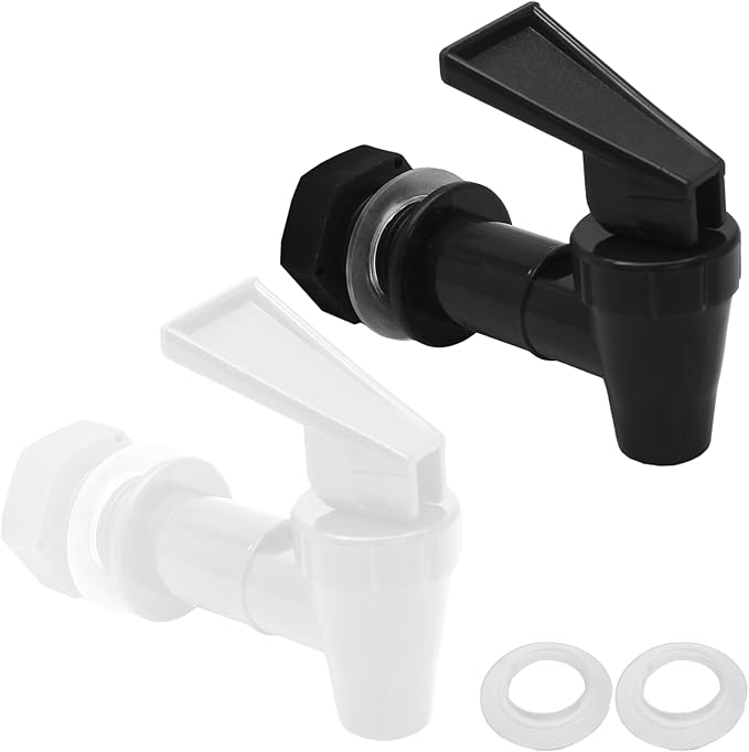 Hordion Plastic Spigot Replacement Cooler Faucet, 2 Sets Water Jug Spigot BPA Free Dispenser Valve Reusable Bucket Tap, Bl...