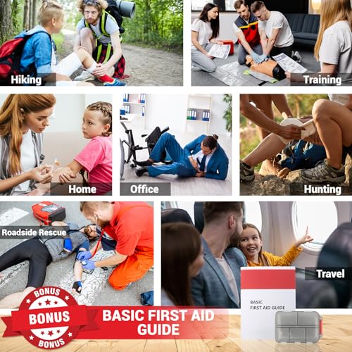 Heltrek First Aid Kit with Labeled Pockets, 450 Piece Well-Organized Large Trauma Medical Kit for Home, Travel, Sports, Bu...