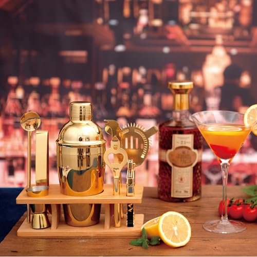 JNWINOG 9Pcs-Cocktail Shaker Set Bartending Kit Cocktail Bar Set Cocktail Mix Drink Making Kit Professional Bar and Home D...
