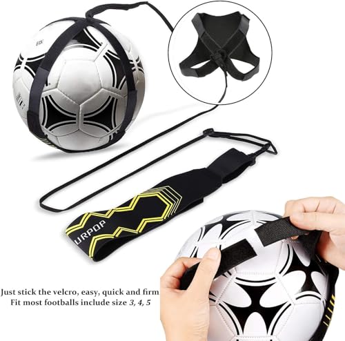 Soccer/Volleyball/Rugby Trainer, Football Kick Throw Solo Practice Training Aid Control Skills Adjustable Waist Belt for K...