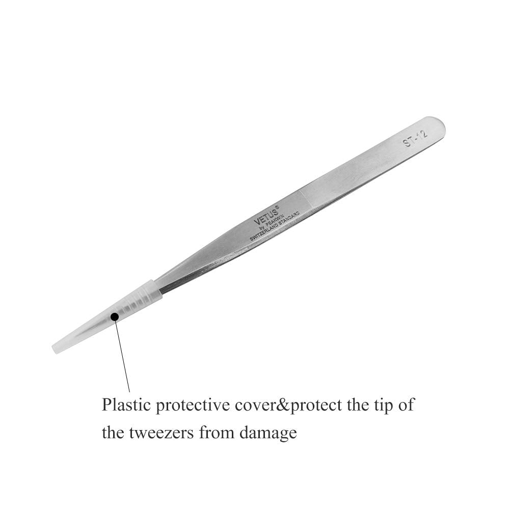 LASHVIEW Lash Tweezer, Vetus Straight Pointed Eyelash Tweezers for Profissional Grafting Eyelash Extension, Stainless Steel Need