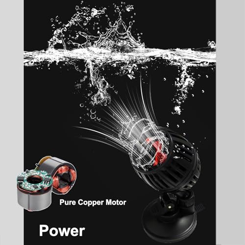 Carefree Fish Aquarium DC12V 10W Wave Maker 4 Level Adjustable Flow Rate Powerhead 1500Gph Wave Pump for 10~60Gal Freshwat...