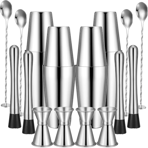 Tessco for You Cocktail Shaker Set, 16 Pcs Stainless Steel Bar Set Including Boston Shaker, Muddler, Double Measuring Jigg...