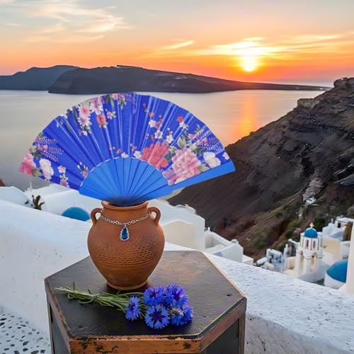 QIRMIZI 20 PCs Large Handheld Floral Folding Fans Hand Held Rave Fan – Perfect for Music Festivals, Carnivals, Weddings, E...