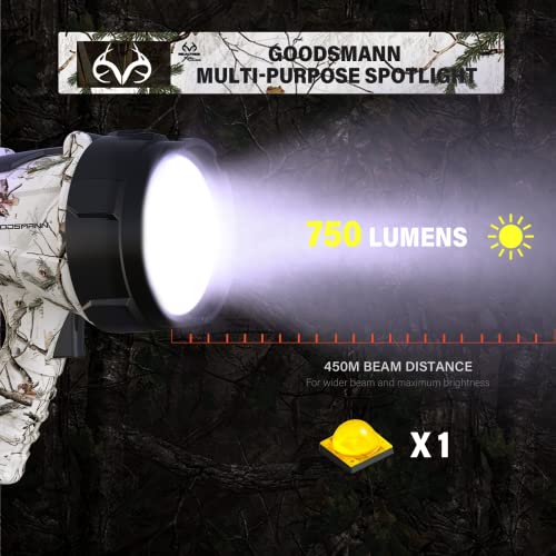 GOODSMANN Rechargeable Spot Lights Handheld Flashlight Searchlight for Hunting Camping Boating Job Site Lighting Emergency...