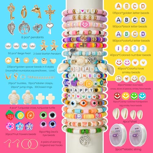 Gionlion 30,000 Pcs Clay Beads Bracelet Making Kit, 168 Colors 8 Boxes Flat Preppy Beads for Friendship Bracelets, Jewelry...