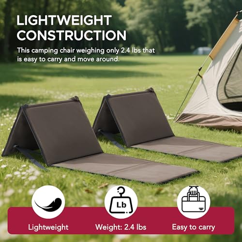 Sunjoy Ultra-Light Folding Chair with Backrest (Set of 2), Outdoor Portable Beach Mat Lounger Chair, Ideal Tanning Mat for...