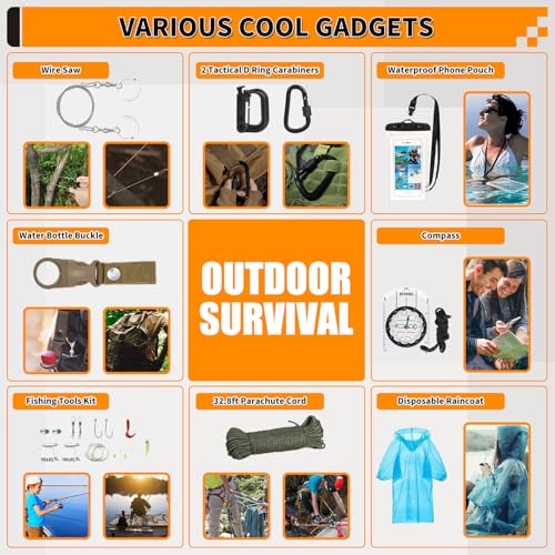 Survival Kit, Gifts for Men Women Teen Boys, 252 pcs Survival Gear and Equipment Mini First Aid Kit for Car Home, Emergenc...