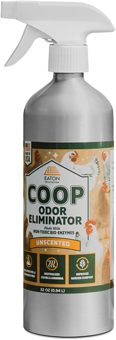 Coop Odor Eliminator Spray- All-Natural, Unscented Enzyme-Based Formula for Poultry | Neutralizes Ammonia, Supports Composting & Sustainable Coop Care | Safe for Chickens & Flocks
