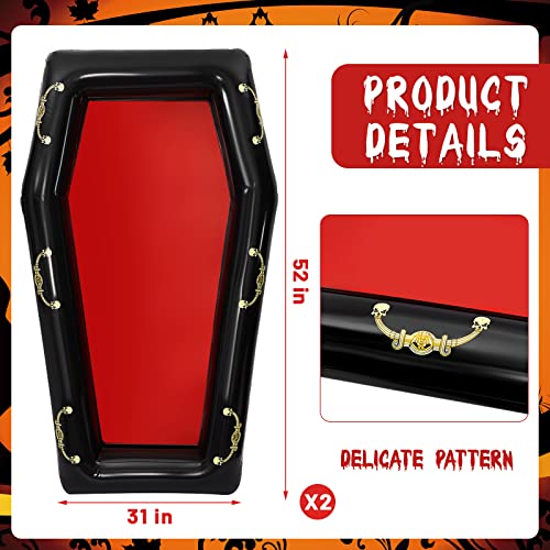 Aoriher 2 Pack 52 Inch Inflatable Coffin Cooler Fake Coffin Floatie Drink Ice Chest Buffet Bucket Beverage Cooler for Summ...