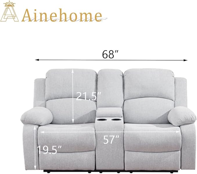A Ainehome Living Room Furniture Set Leather Recliner Sofa Set Loveseat Chair Furniture Sofa Set for Living Room/Small Space/Rv/House/Office/Theater Seating (A-Grey White Microfiber, Loveseat)