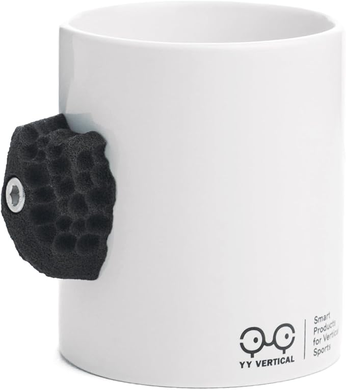 YY Vertical Climbing Mug Evo, Pinch Mug for Rock Climbers and Boulderers, Indoor Bouldering Grip Cup, Unique Gift, Black