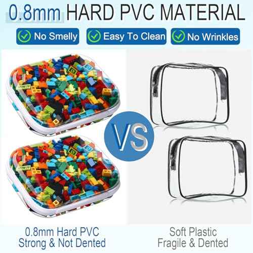 Sanwuta 6 Pcs Clear Hard Zipper Case Hard Plastic Zipper Pouches Makeup Bag Pencil Pouches Transparent Cases for Snacks Plastic Storage Organizer Box for Travel(Clear,7.87 x 5.9 x 2 Inch)