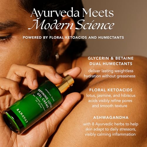 RANAVAT Refining Lotus Gel Cream - Hydrating Gel Moisturizer & Pore Minimizer ? Improves Radiance & Texture with Hyaluronic Acid & Floral Ketoacids (1.7 oz)