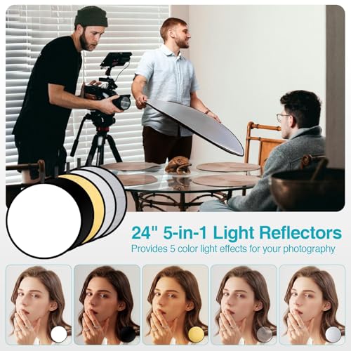 EMART 8.5 x 10 ft Backdrop Support System, Professional Photography Lighting Kit with 50W LED Blub, 6 * 9ft Backdrop *3, R...