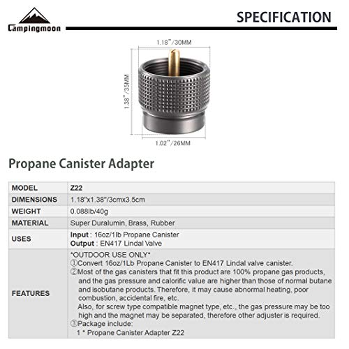 CAMPINGMOON Propane Camping Gas Stove with Igniter & 4 Pot Support Lightweight for 1Lb Propane Tank or EN417 Lindal Valve ...