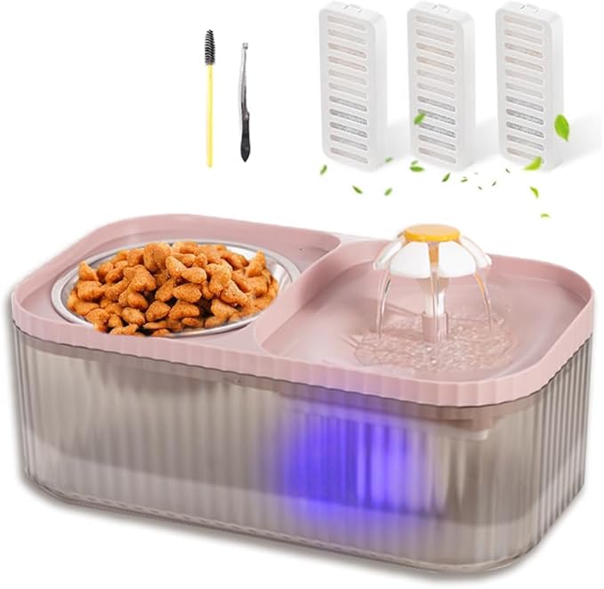 Marchul Cat Water Fountain and Stainless Steel Food Bowl, 100oz/3L Super Quiet Automatic Pet Water Dispenser with Smart Pu...