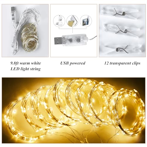 10x10ft Ivory White Chiffon Backdrop Curtain with Lights String for Wedding Sheer Tulle Curtain Photo Backdrops Drapes for...