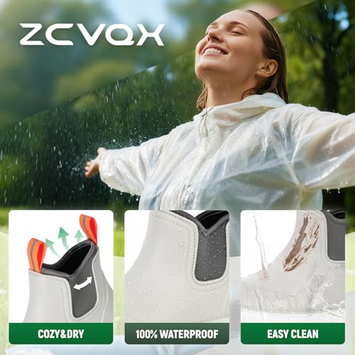 ZCVQX Women's Deck Boots Waterproof Ankle Rain Boots Outdoor Fishing Garden Boots for Women Anti-Slip Lightweight Comforta...
