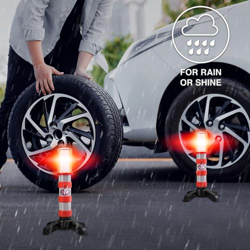 XTREME STP Emergency LED Road Flares, 3 Separate Lighting Modes: Flashing Red, Solid Red and White Flashlight, Visible Fro...