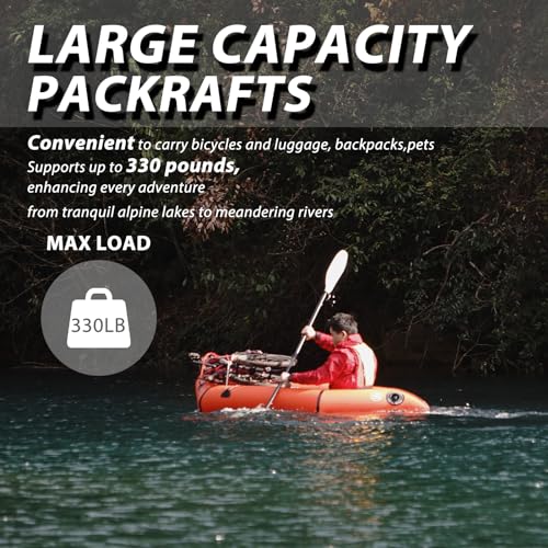 JUSTOOP Lightweight Packrafts, TPU Inflatable Kayak for Flat Water Rafting Camping Trip/Fishing/Water Adventures 1 Person/...