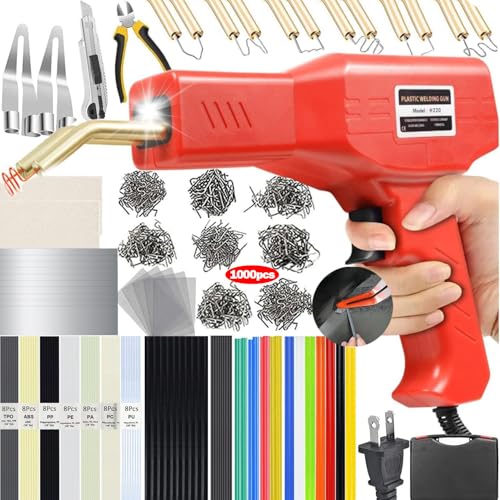 Upgraded 220W Plastic Welder, 2 in 1 Plastic Welding Kit Plastic Repair Welder Kit 1000PCS Hot Stapler Soldering Gun with ...