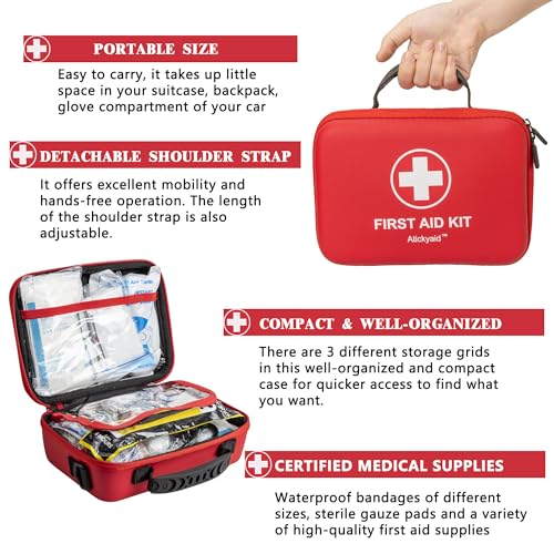 First Aid Kit 340 Piece, Premium Waterproof Hard Shell Medical Kit for Car, Home, Office, Travel, Camping, Sports, Outdoo...