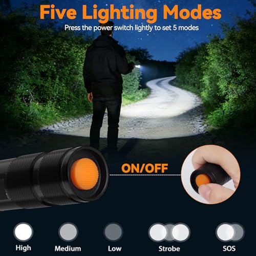 BESTSUN LED Flashlight 2 Pack, Small Flashlights Powerful High Lumens 5 Modes, Waterproof Zoomable Mini Flash Light for Ho...