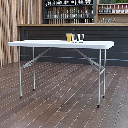 Flash Furniture Elon 4' Rectangular All-Occasion Plastic Folding Event Table, Folding Banquet Table for Indoor/Outdoor Eve...
