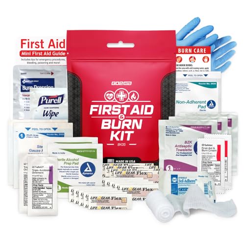 Go2Kits Advanced First Aid & Burn Kit, Comprehensive Burn First Aid Kit with Dressings, Burn Cream & Gauze, Portable First...