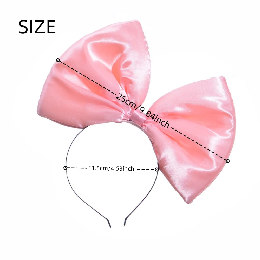 Bubbmi Satin Hair Bow Hairband, Huge Bow Hair Hoop, Festival Party Costume Headpiece for Women Girls