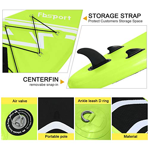 FBSPORT 10'6'' Premium Inflatable Stand Up Paddle Board, Yoga Board with Durable SUP Accessories & Carry Bag | Wide Stanc...