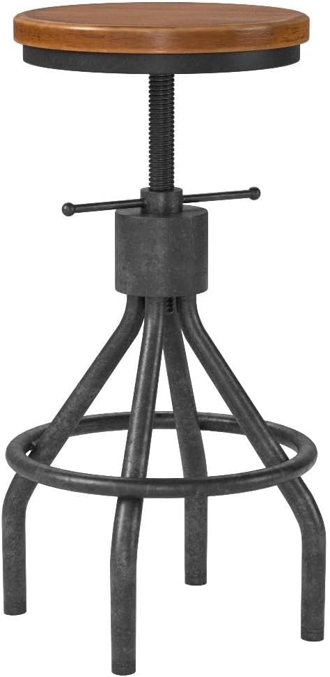 BOKKOLIK Set of 2 Industrial Bar Stool-Vintage Counter Dining Chair-Swivel Stools-Tall Height Adjustable 22-33"