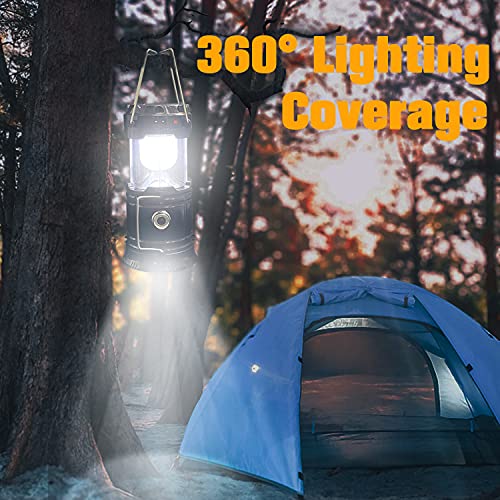 Collapsible Portable LED Camping Lantern XTAUTO Lightweight Waterproof Solar USB Rechargeable LED Flashlight Survival Kits...