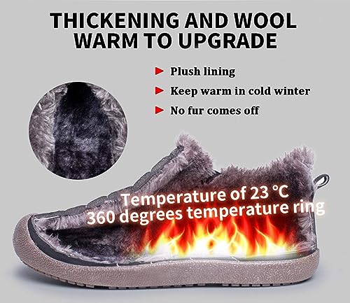 Womens Mens Snow Boots Winter Shoes Slip On Ankle Booties Anti-Slip Water Resistant Fully Fur Lined Outdoor Sneakers