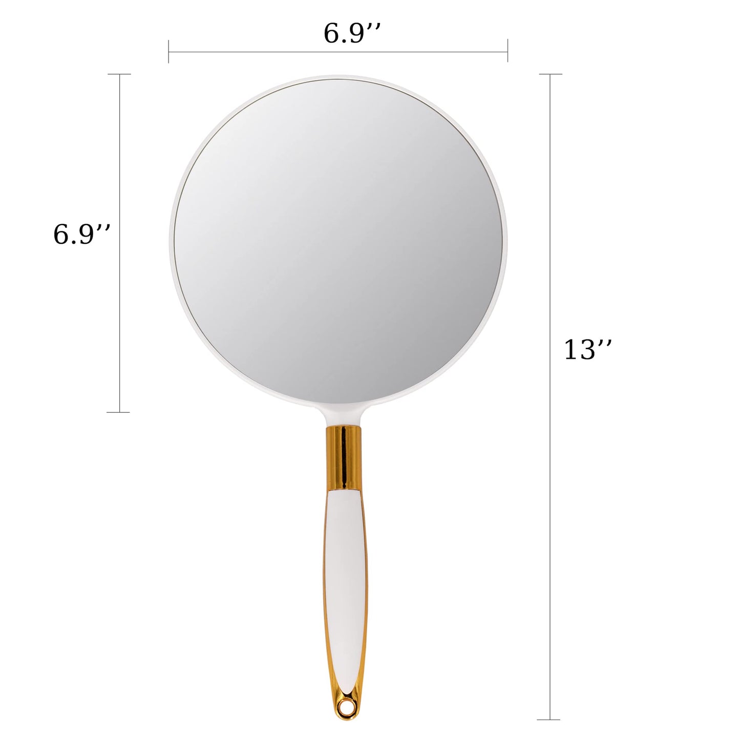 YCHMIR Handheld Mirror with Handle, Handheld Mirror for Hairdressers Hair Salon 6.9 x 13 inches White-Round