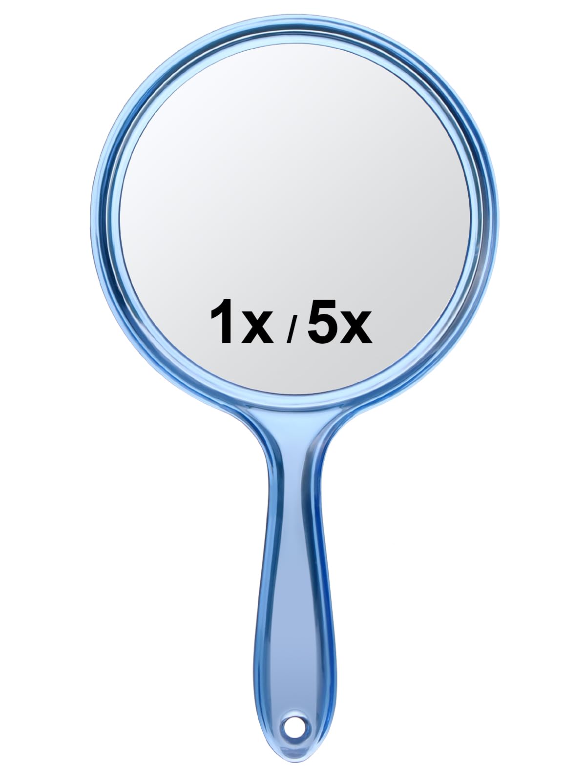 Macaki Handheld Mirror with Handle, 10.5 x 5.7 inches, Double-Sided 1X/5X Magnification Travel Makeup Mirror for Women, Blue