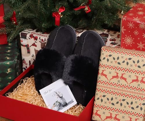 KuaiLu Womens Cozy Memory Foam Slippers Ladies Fuzzy Faux Fur Lined Warm Arch Support House Shoes Slip on Comfy Winter Scu...