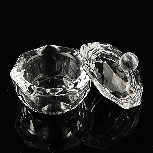 mollensiuer 2Pcs Clear Nail Art Acrylic Liquid Powder Dappen Dish Bowl Glass Crystal Cup Glassware with Lid for Nail Art Manicur