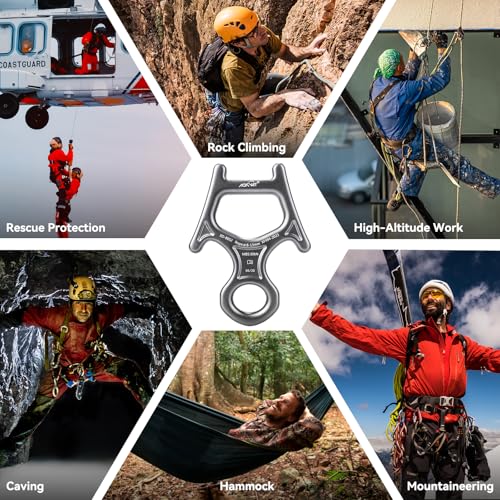 30kN Figure 8 Descender 7075 Aluminum Alloy Heavy Duty Belaying and Rappelling Device Tree Climbing Gear for Rock Climbing...