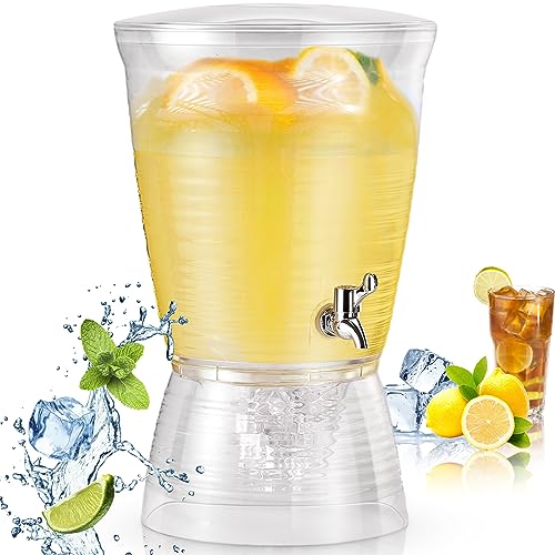 Tioncy 1 Pcs Acrylic Beverage Dispenser with Spigot 2.7 Gallon/ 10 l Clear Drink Water Dispenser Countertop with Detachabl...
