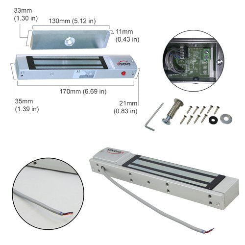 Visionis Fpc-5636 One Door Access Control System Outswing Door 300Lbs Magnetic Lock With Vis-3005 Slim Outdoor Ip68 Rfid Keypad