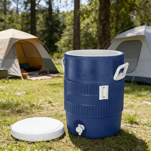 5 Gallon Polyethylene Beverage Cooler Jug with Spigot, Reusable Portable Water Dispenser for Drinks, Iced Tea, Lemonade, O...