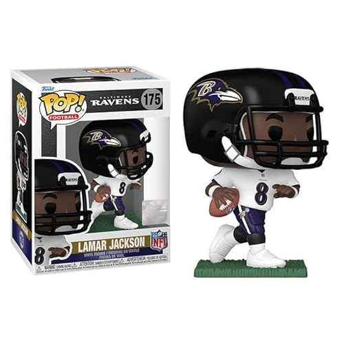 POP Football: Ravens - Lamar [Jackson] (Away Uniform) Funko Vinyl Figure (Bundled with Compatible Box Protector Case), Multicolor, 3.75 inches